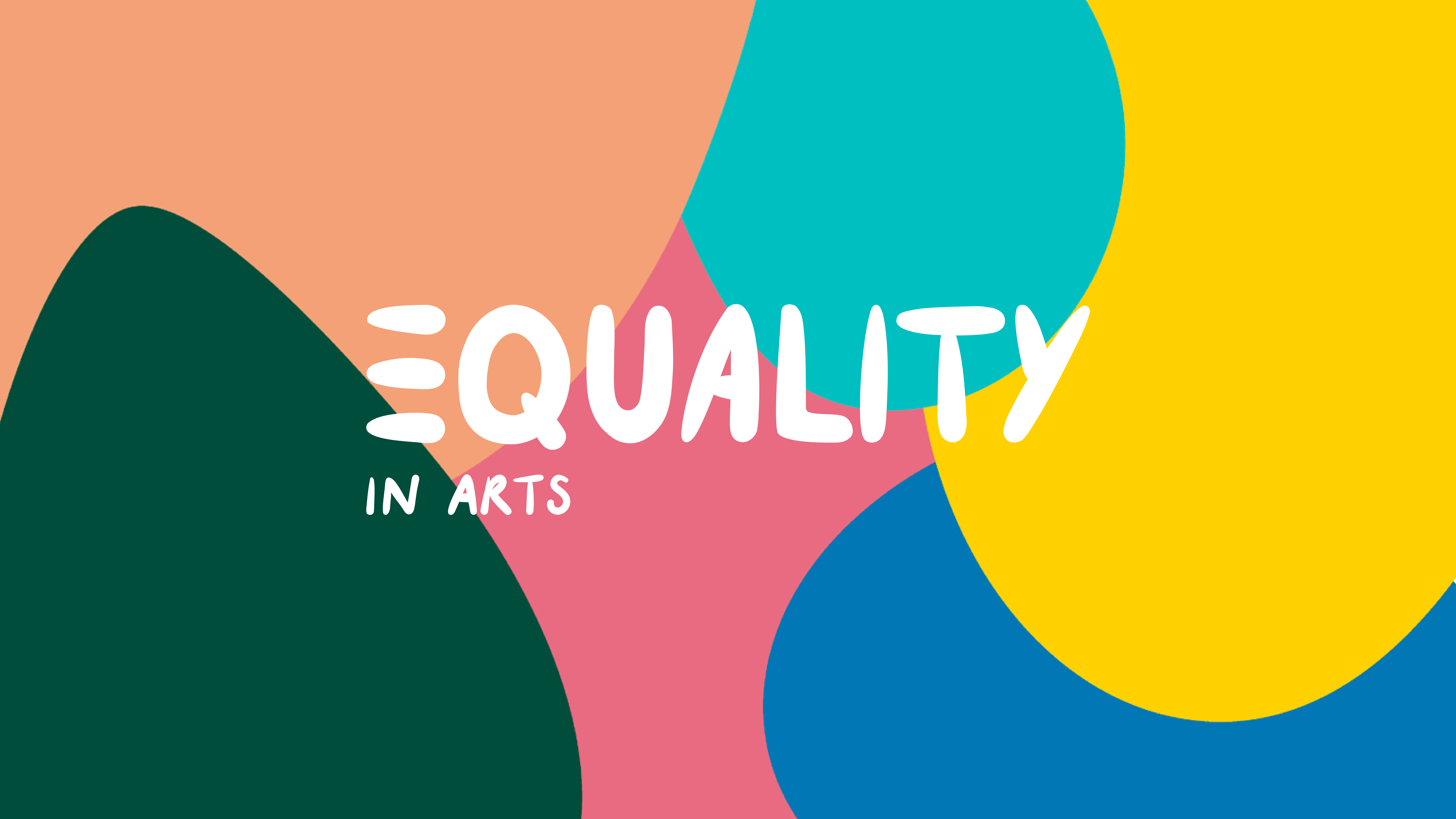 EQA logo op collage van gekleurde vlakken